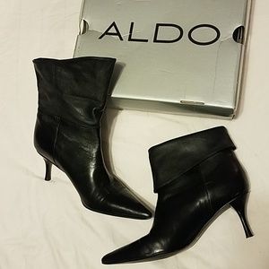Aldo pointed toe stiletto boots black leather